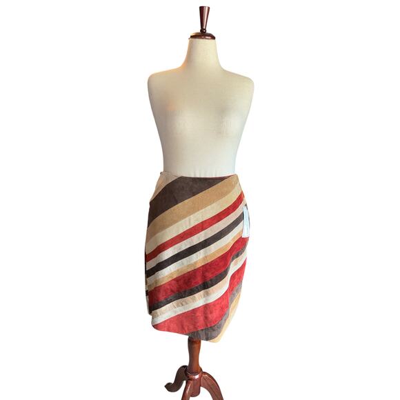 Vintage Margaret Godfrey Genuine Suede Stripe Skirt | Patchwork | 12P | NWT - Picture 1 of 10